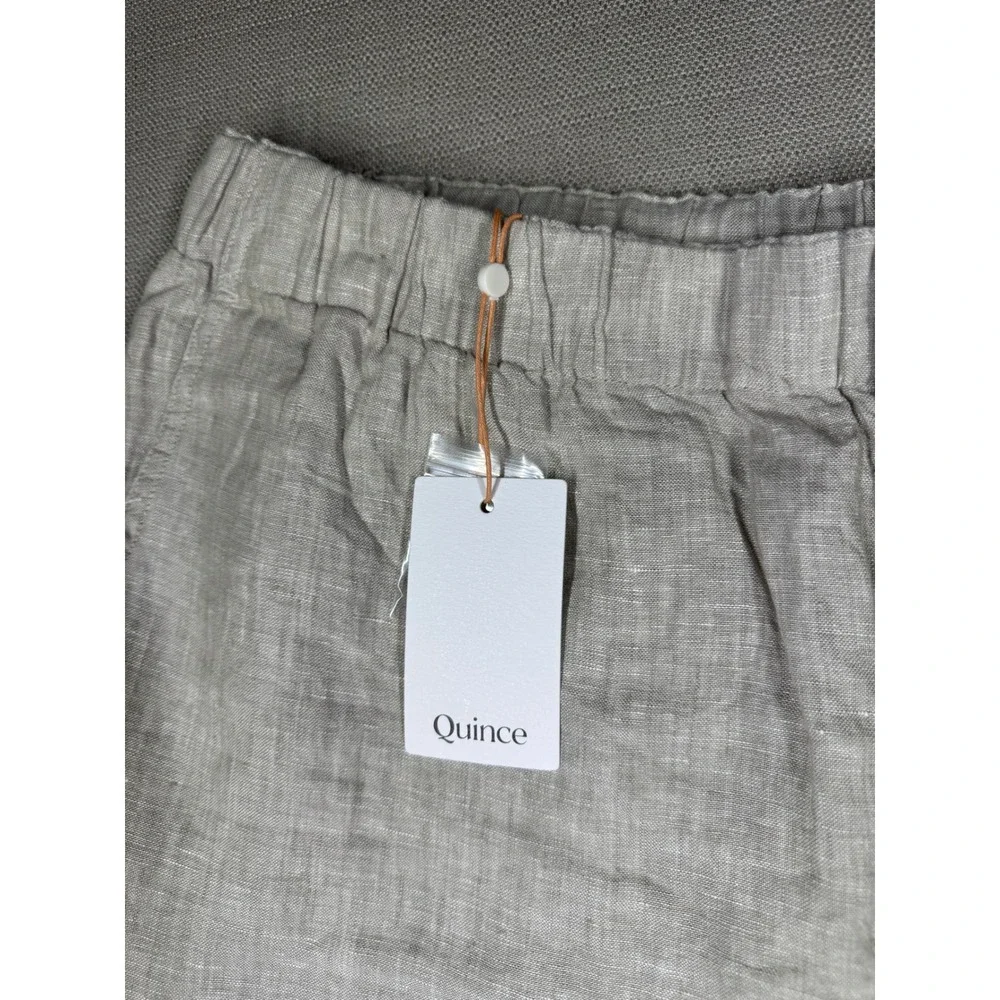 Quince Mens 100% European Linen Pants Driftwood Beige Elastic Waist Trousers NWT